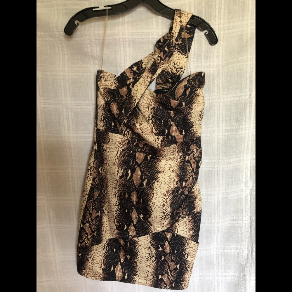 Lipsy one shoulder snakeskin dress size 6